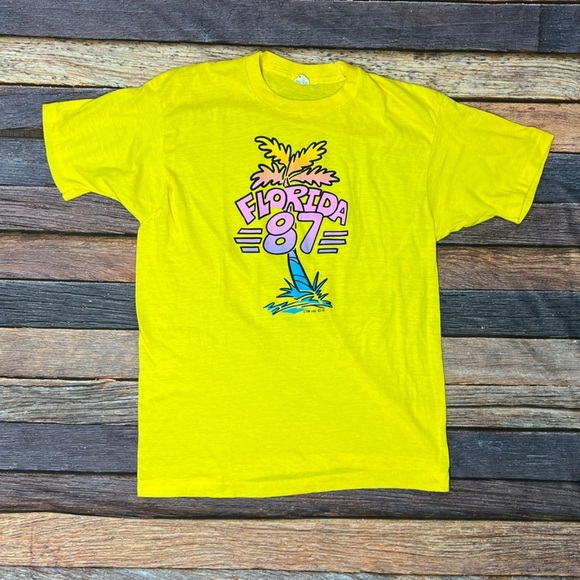 Vintage Florida 1987 Single Stitch 80s Screen Stars Crewneck Tshirt - Picture 1 of 4